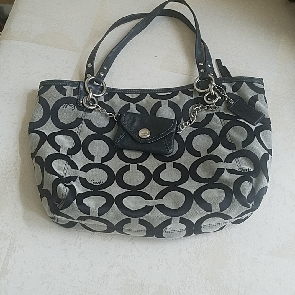 Coach Blackand Gray signature satchel
